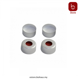 White PTFE/Red silicone septa + Aluminium cap with hole, for 2ml crimp top vial