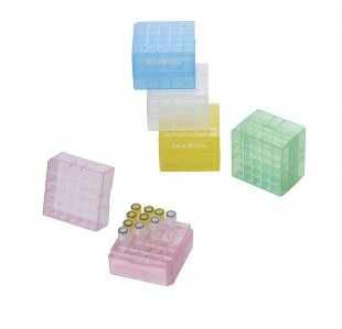 [Biologix] 25 Well Cryogenic PP Boxes, Assorted Colors,  2-inch (75 x 75 x 52mm)